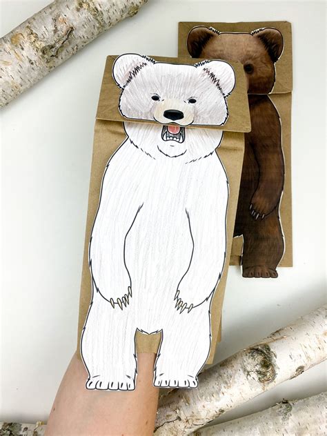 Bear Paper Bag Puppet Printable Craft Template Instant Download Etsy