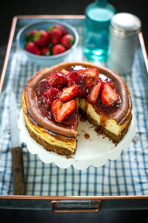 New York Style Baked Strawberry Cheesecake Donal Skehan Eat Live Go