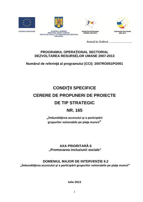 Pdf Cerere De Propuneri De Proiecte De Tip Strategic Nr