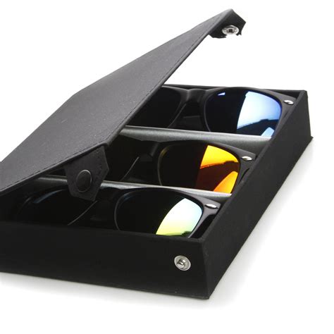 Flat Black Revo Lens Wayfarer Sunglasses Travel Case Zerouv