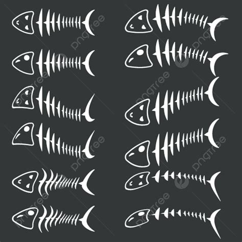 A Set Of Fish Skeletons Mouth Inedible Water Vector Mouth Inedible