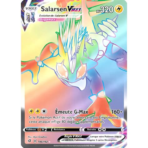 Carte Salarsen Arc en ciel rare de Pokémon Épée et Bouclier Clash des