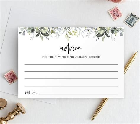 Wedding Advice Card Template Well Wishes Printable Editable Etsy