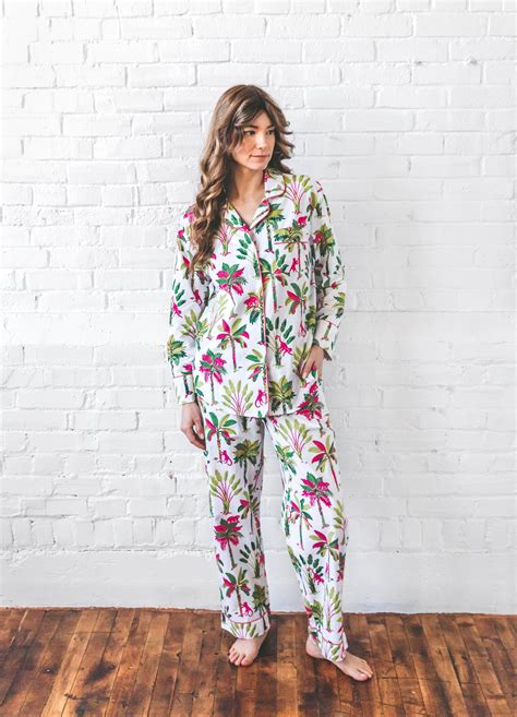 Monkey Business Long Sleep Set Pink Basil Printfresh Cotton