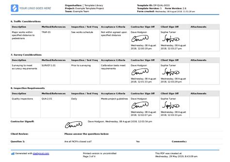 Itp Inspection Test Plan Template