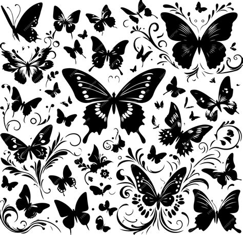Premium Vector Flying Butterfly Silhouettes Butterflies Silhouette Set