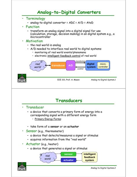 Analog To Digital Converters Transducers