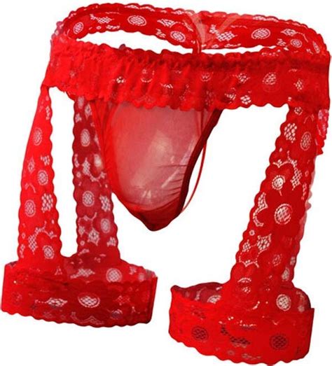 Creamlin Men S Sexy Lace Thong Bikini Sissy Briefs Lingerie Red ShopStyle