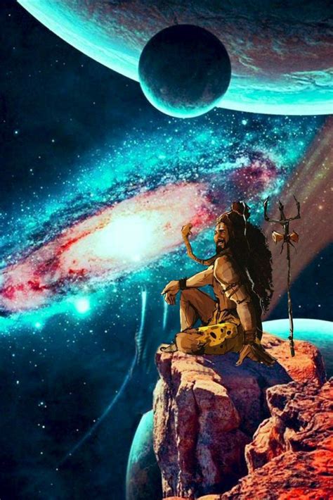 Lord Shiva As Adiyogi In Brahmand Galaxy In Creative Art Painting