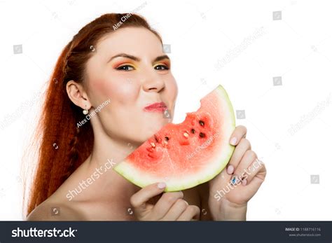 Beautiful Nude Redhead Woman Eating Slice Stock Photo 1188716116 Shutterstock
