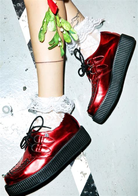 T U K Patent Metallic Viva Low Creepers Dolls Kill