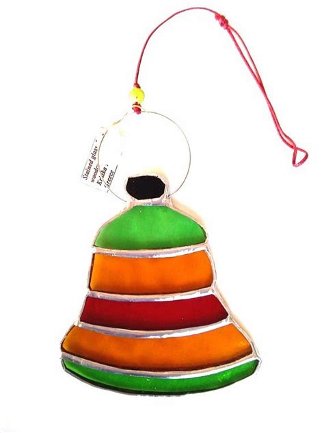 Stained Glass Ornament Stained Glass Bell Christmas Etsy Stained