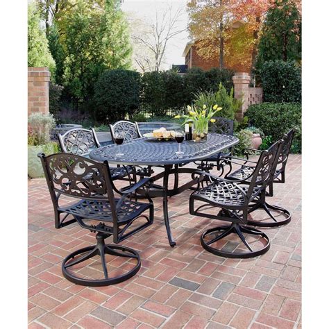 Home Styles Biscayne Black 7 Piece Swivel Patio Dining Set 5554 335 The Home Depot