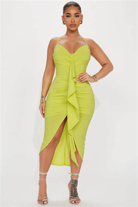 Gloria Midi Dress Yellow Fashion Nova Dresses Fashion Nova