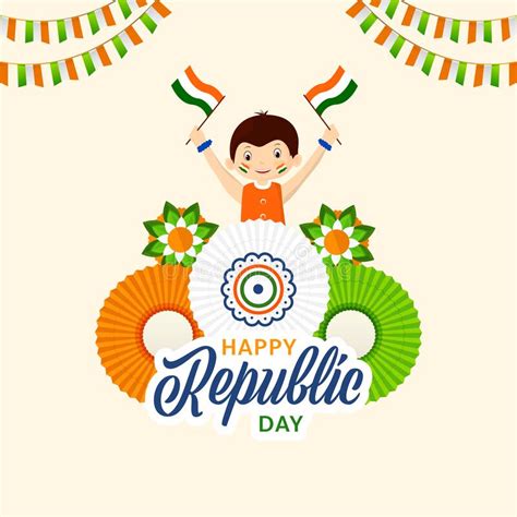 Republic Of India Map For Independence Day Stock Illustration