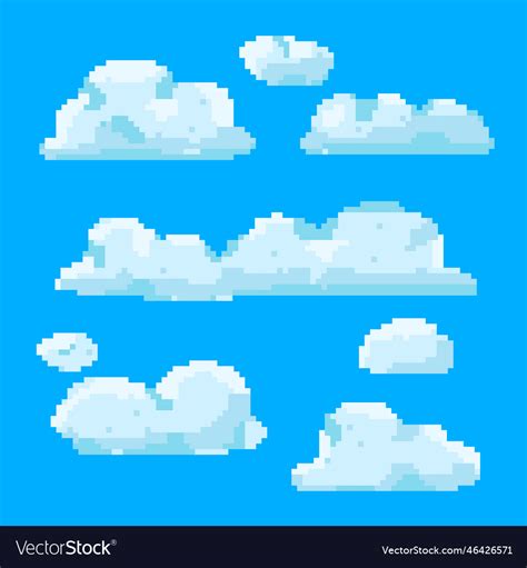 Flat Design Pixel Art Cloud Royalty Free Vector Image