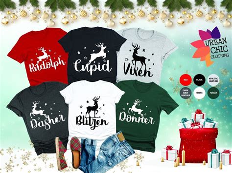 Santas Reindeer Shirt Christmas Shirt Reindeer Names Shirt Matching