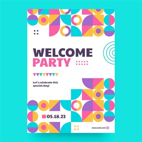 Premium Vector | Flat design welcome party poster template