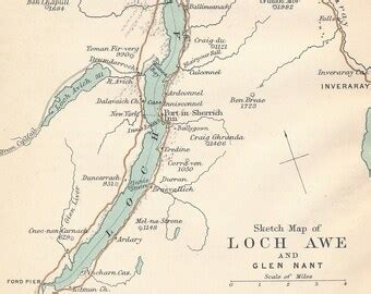 Loch Awe Map Art - Etsy Australia