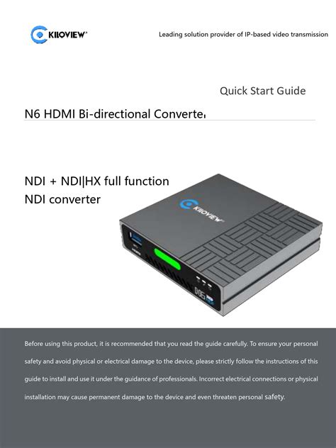 Kiloview N Bi Directional Hdmi To Ndi Converter Quick Start Guide