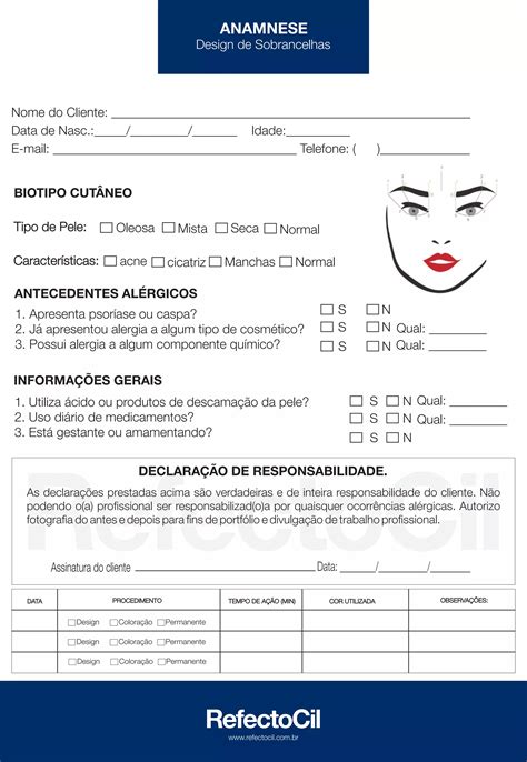 Ficha Anamnese Designer Sobrancelhas Pdf