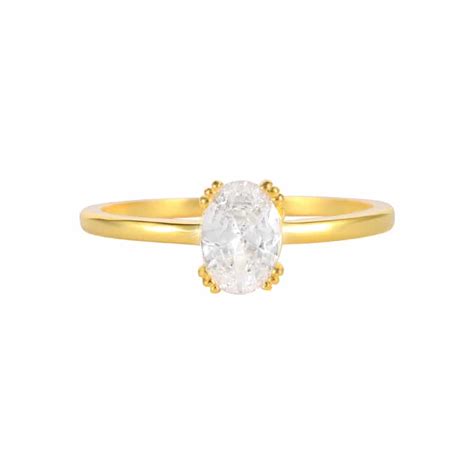 Bague Solitaire Diamant Synth Tique Zirconium Plaqu Or Ninanina