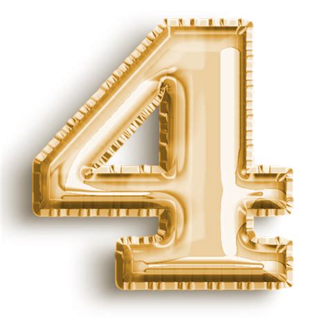 Number 4 Metallic Gold Number Balloon Airfoil Filled Number