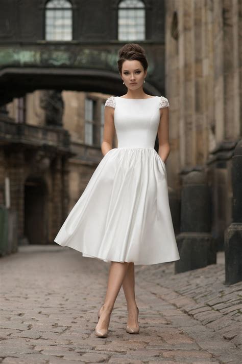 Short Midi Long Wedding Dress Sleeves Satin Modern Sexy Simple Etsy