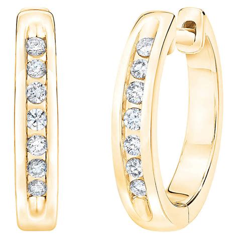 0 12ctw Channel Hoop Diamond Earrings 14ct Yellow Gold Costco UK