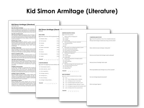 Kid Simon Armitage (Literature) | Made By Teachers