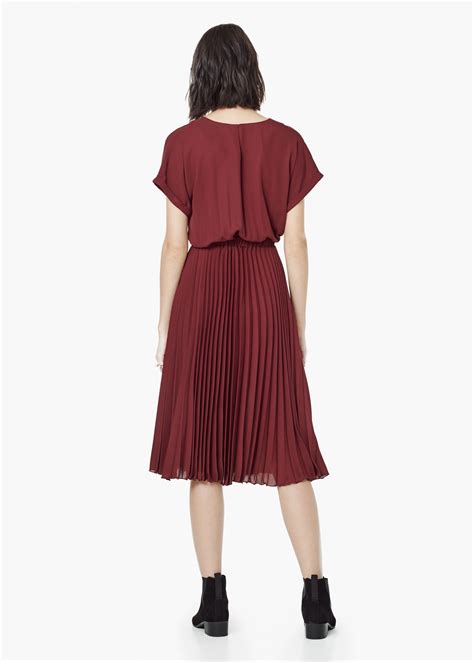 Lyst Mango Pleated Dress In Purple