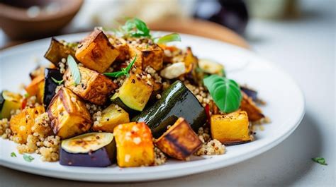 Premium AI Image Quinoa Tofu Veggie Bowl