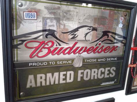 Vintage Budweiser Framed Mirror Commemorating Armed Forces • 7500 Mirror Frames Frame