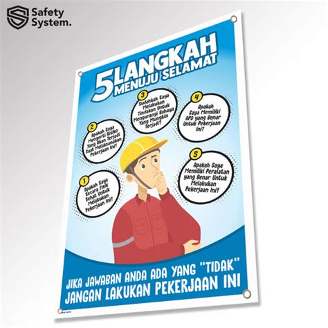 Jual Spanduk Banner K3 Kesehatan Dan Keselamatan Kerja 5 Langkah Menuju