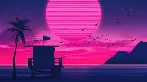 Retrowave X Beach Wallpapers Wallpaper Cave