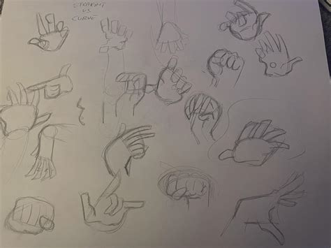 Sketching Hands Keeping The Principles Of Straights Vs Curves R