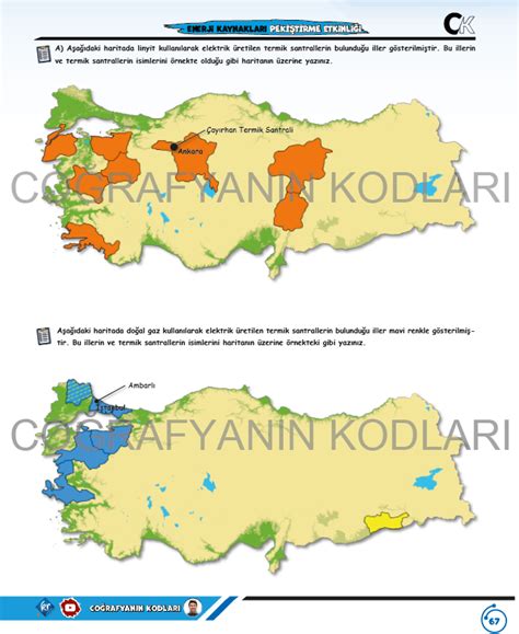 Coğrafyanın Kodları TÜRKİYE HARİTA BİLGİSİ ÇALIŞMA ENERJİ KAYNAKLARI