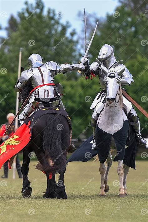 Knight Jousting Medieval Knights During A Jousting Tournament