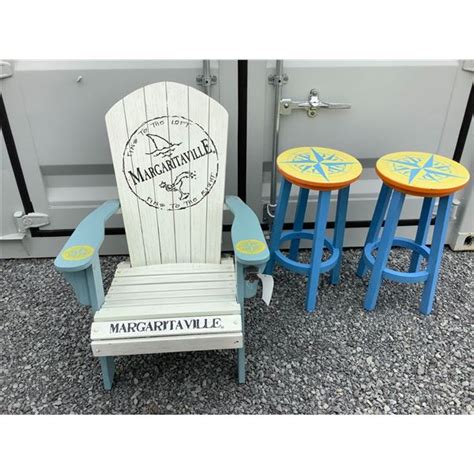 Margaritaville Outdoor Landshark Bar Set Includes Stools Table Bar Chairs Wicker Trolley Etc