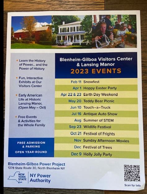 Blenheim-Gilboa Visitors Center Events February 2023 through December ...