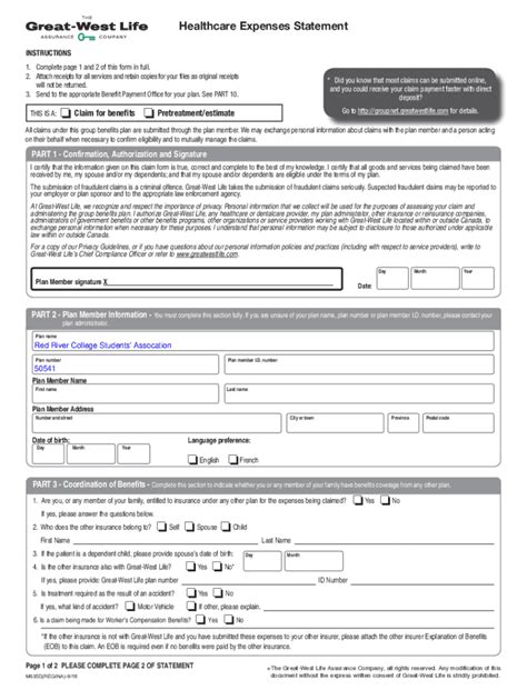 Fillable Online Canada Life Healthcare Expense Form Pdf Fax Email Print Pdffiller