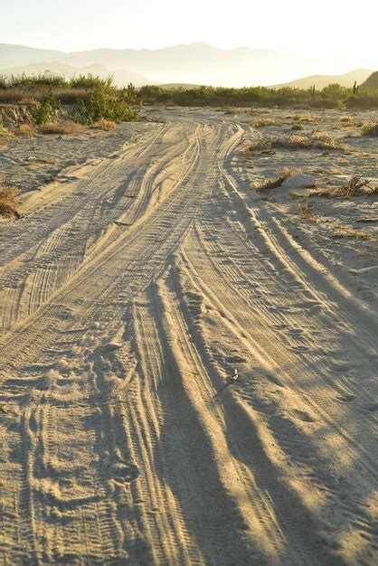 Premium Photo Tire Tracks In Sand Beach Road At Golden Moments Of