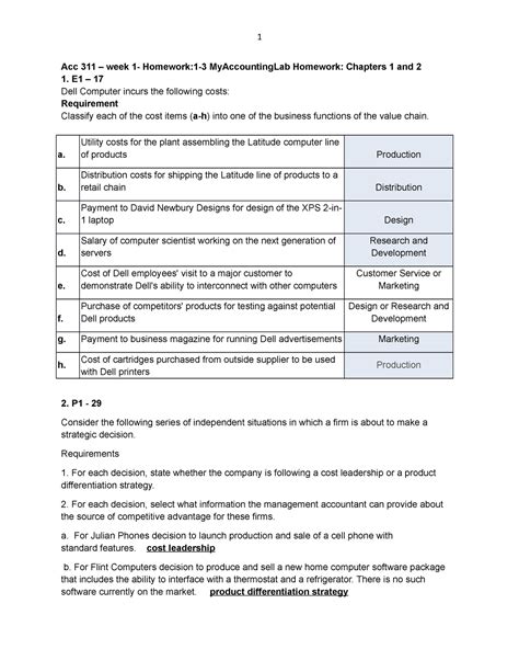 Acc Week My Accounting Lab Homework Chapters And
