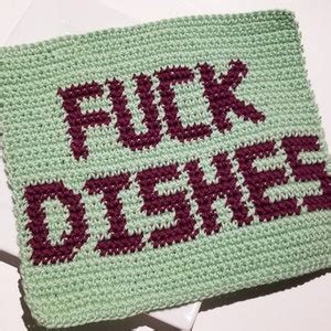 FUCK DISHES Washcloth Crochet Pattern Single Crochet SC Graph Written