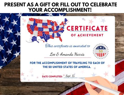 Traveled To All 50 States Certificate Of Achievement 50 States Club