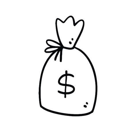 Ilustración vectorial de la bolsa de dinero dibujada a mano estilo