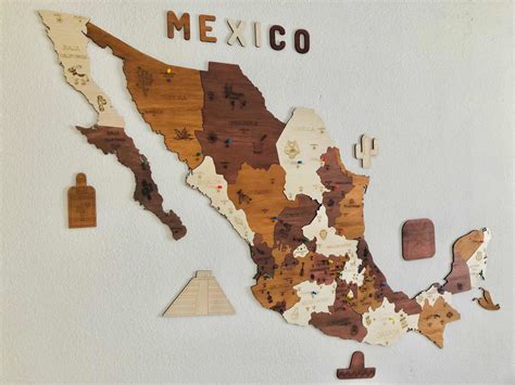 Mapa De Madera México Pueblos Mágicos Vintage Meses Sin Intereses