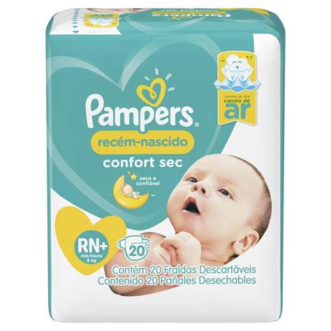 Fralda Pampers Confort Sec RN Plus 20 Unidades até 6kg Fralda