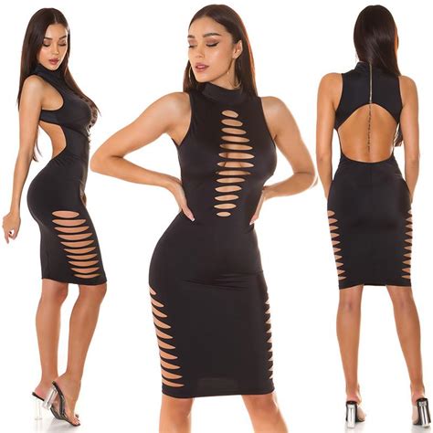 Comprar Vestido Ajustado Con Aberturas Negro Vestidos De Fiesta