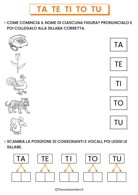 Schede Didattiche Su Ta Te Ti To Tu Pianetabambiniit